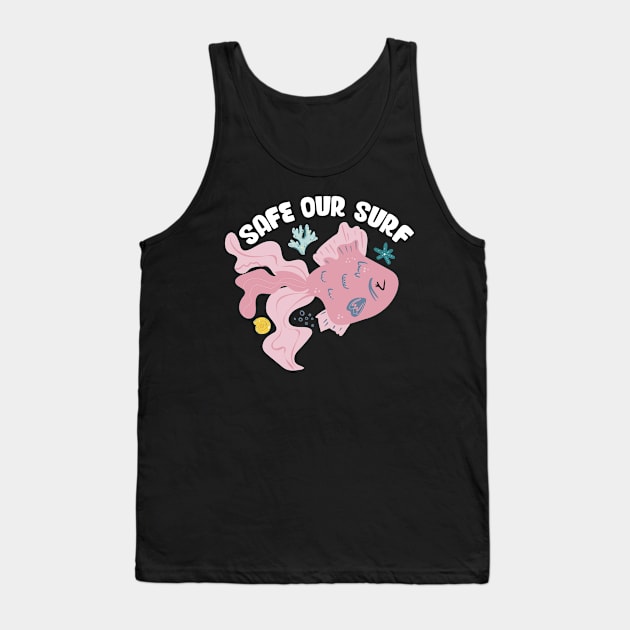 Safe our Surf quote with cute sea animal fish, starfish, coral and shell Tank Top by jodotodesign